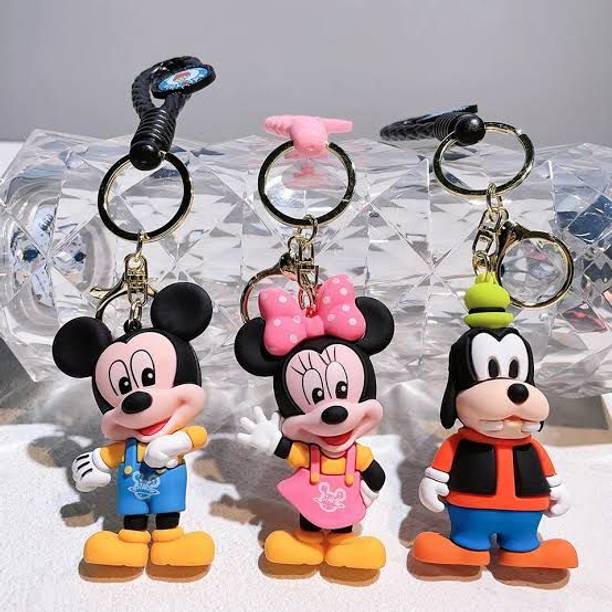 K C Cute PVC Mickey Mouse Cartoon Character (MICKEY MOUSE, MINNIE MOUSE & GOOFY) Key Chain