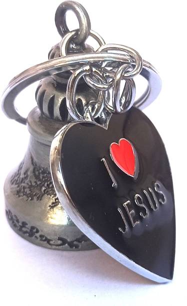 Makqueen Grey Guardian Bell Keychain with ILY Jesus key chain Key Chain