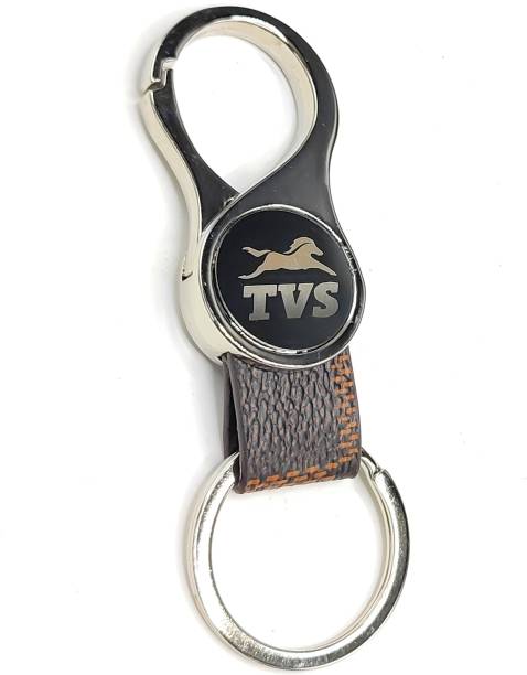 Jdp Novelty Round Shape Leather Metal Keychain for TVS Bike. Key Chain