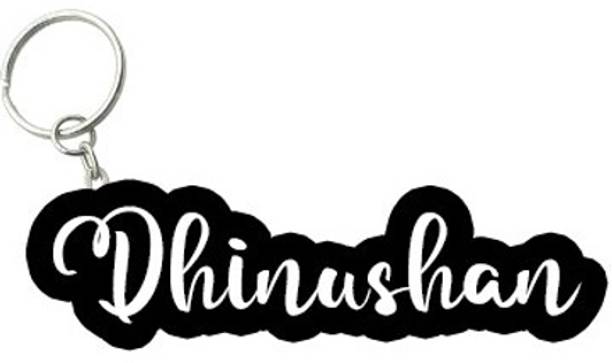 SY Gifts Dhinushan Black White Name Keychain Key Chain