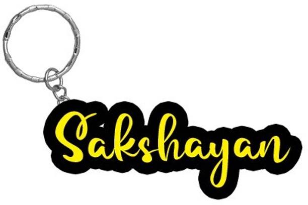 SY Gifts Sakshayan Name Black Yellow Name Keychain Key Chain