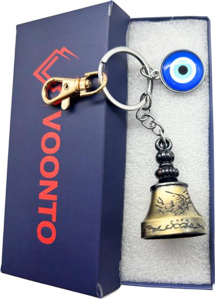 VOONTO Guardian Bell Keychain Tibetan Bell Key Chain Evil Eye Gold Hook Green Pack1 Key Chain
