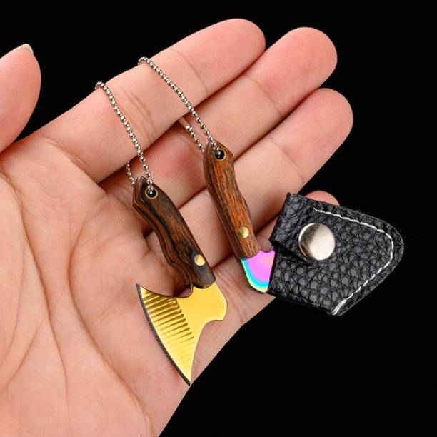 Devavrat Mini Knife Keychain Portable Removal Pendant With Holster small Axe Gold Key Chain