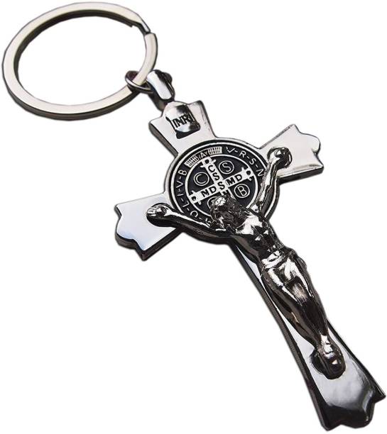 Lulala Silver Jesus Cross Crucifix Charm Metal Keychain Religious Key Ring Key (Cross) Key Chain