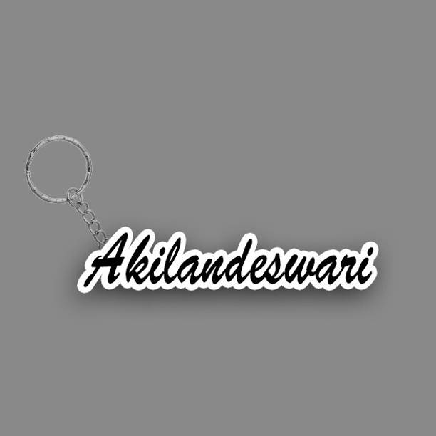 SY Gifts SYG Akilandeswari Name Keychain White And Black Key Chain