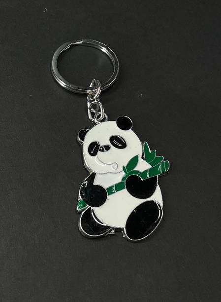 Skycart Cute Panda Keychains Steel Action Figure 3D Rubber Silicone Key Chain