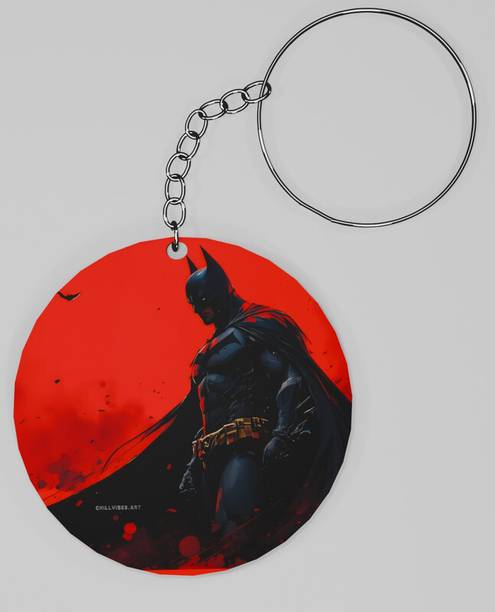 Inkywinky Red Night Vigilante Artwork Keychain | Bold Graphic Printed Key Ring Key Chain