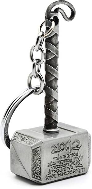 MOODY Thor Hammer Marvel Avengers Superhero Silver Metal Ring Key Chain
