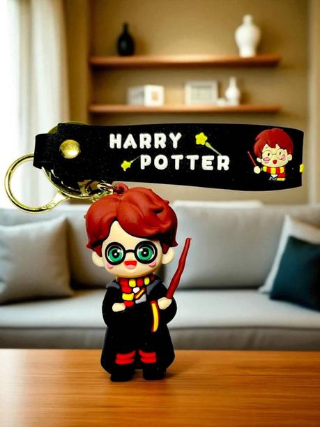 SSAppliances Harry Potter Keychain – Cute Cartoon Figure with Magic Wand & Black Strap Key Chain