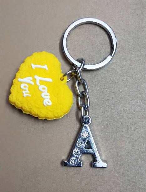 ShopTop Yellow Heart With A Letter Bike Key Chain Key Chain