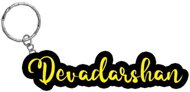 SY Gifts Devadarshan Name Black Yellow Name Keychain Key Chain