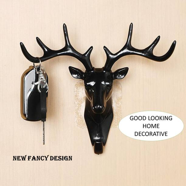 हिर्षा key Holder without drill Decorative Showpiece Deer Head Home Decor प्लास्टिक की होल्डर