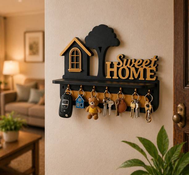 Simmi Craft Store Sweet Home Wooden Key Holder Wall Mounted Organizer Wood Key H