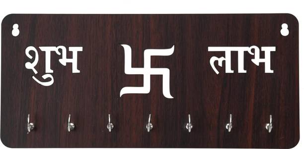 CRAFTY COTTAGE Designer Key Holder & Organizer (SUBH LABH SWASTIK) Wood Key Holder Wood Key Holder