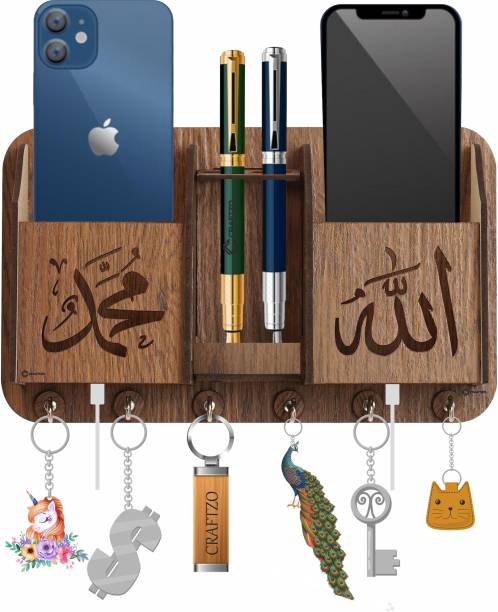 Craftzo Mobile Holder For Wall/Phone Stand / Key Holder for Wall /Wall Decor/Home Decor/ Wood Key Holder
