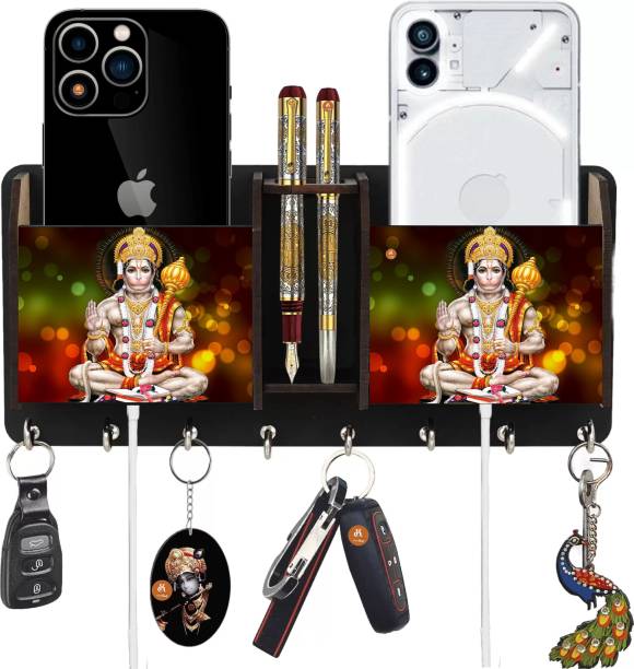 Khatu Crafts Printed Hanuman Two Box Key Holder Wood Key Holder
