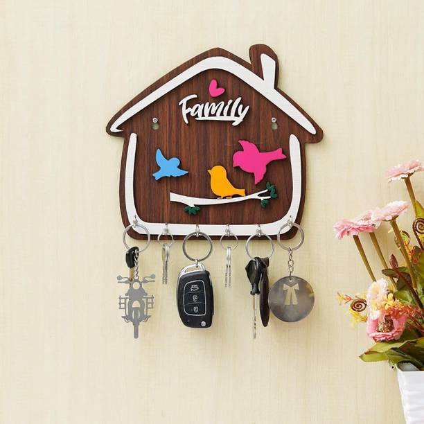 JaipurCrafts Premium Cute Birds Hut Shape For Home Decor Wood Key Holder