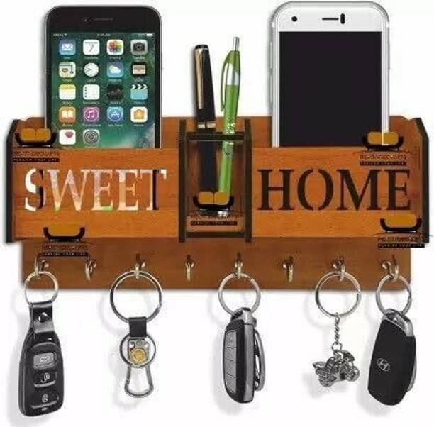 ABR CRAFT STORE simpal sweet home key holder for living room and office home decore Wood Key Holder
