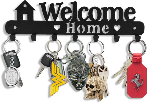 सुवेहार्ट्स Key Holder | Welcome Home Metal Keyholder | Steel Key Holder लकड़ी की होल्डर