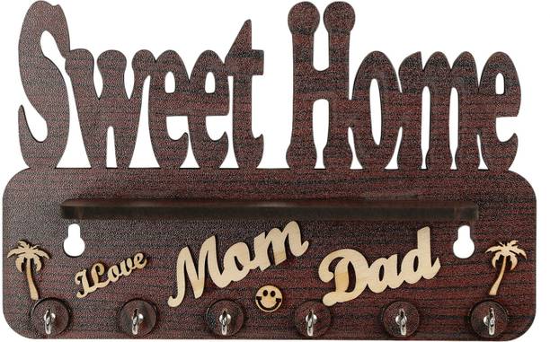 FMSA4 new arivval mom dad love holder of key and cloth Wooden Wall Shelf