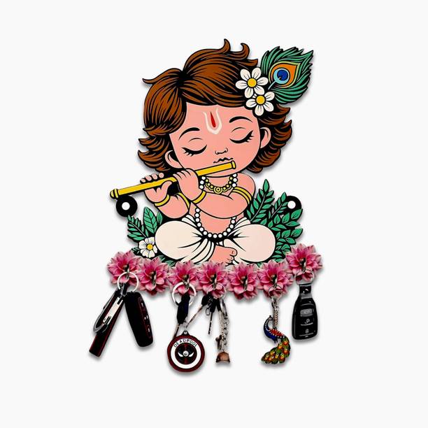 ambika fashion Little Krishna Wall Key Hanger for Living Room | Home Decor 11.5' x 5.5' Inch