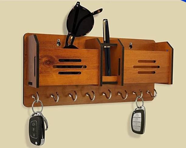 SK पारो Wood Key holder/key hanger/2box mobile stand/pen stand लकड़ी की होल्डर