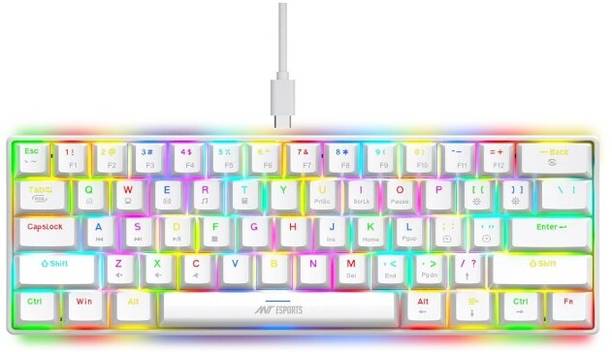 Ant Esports MK1300 V2 white Wired USB Standard Gaming Keyboard Compatible with Desktop, Laptop, Mac