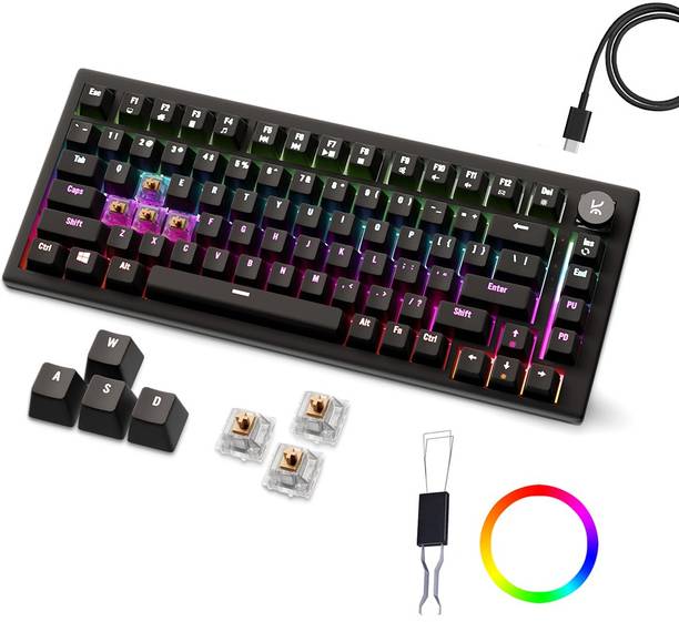 Kreo Hive RGB Gaming Mechanical Keyboard, RGB Keyboards, Braided Cable, led keyboard Wired USB Tenkeyless Gaming Keyboard Compatible with Desktop, Laptop, Mac