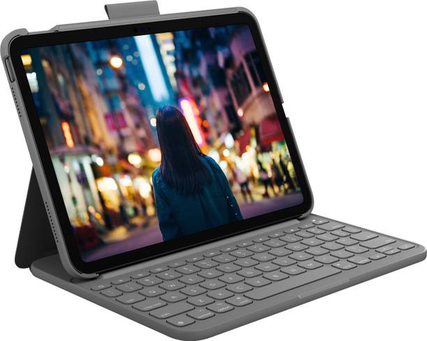 Logitech Slim Folio for iPad 10th Gen Bluetooth Handheld Tablet Keyboard Compatible with Desktop, Laptop, Mac