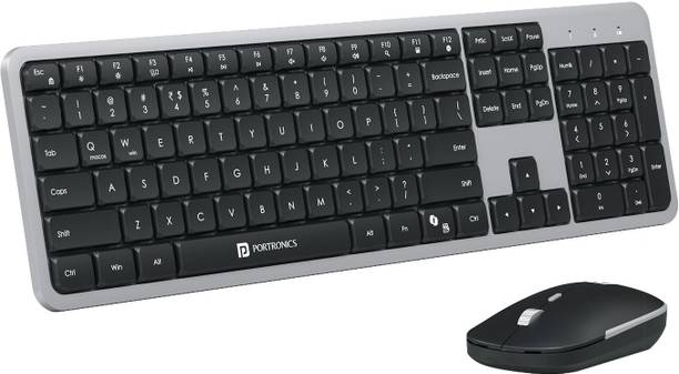 Portronics Key4 Wireless Keyboard Mouse Combo Full Size Numpad 2.5GHz Receiver Wireless Standard Laptop Keyboard Compatible with Laptop