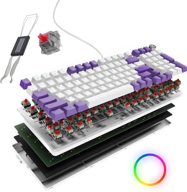 Kreo Hive Full Size Wired Gaming Mechanical Keyboard,Outemu Switches & RGB Backlight Wired USB Standard Gaming Keyboard Compatible with Desktop, Laptop, Mac Easy to Use,Plug and Play,Quick, Comfy Durable body