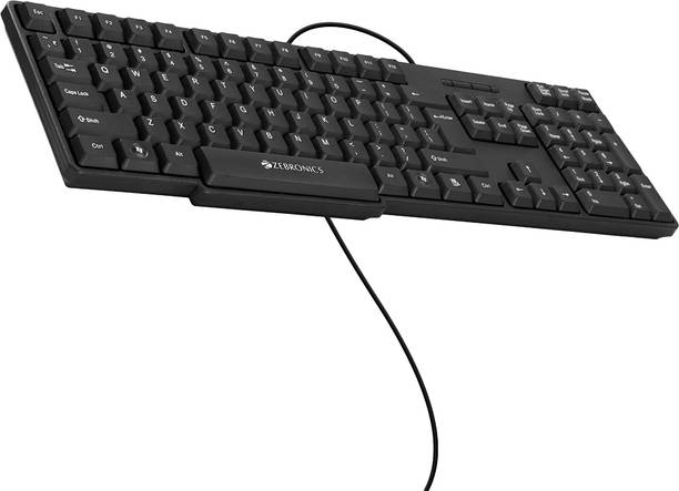 ZEBRONICS Zeb-K20, USB keyboard,Retractable Stand Wired USB Standard Desktop Keyboard Compatible with Desktop, Laptop, Mac Easy to Use,Plug and Play,Quick, Comfy Durable body