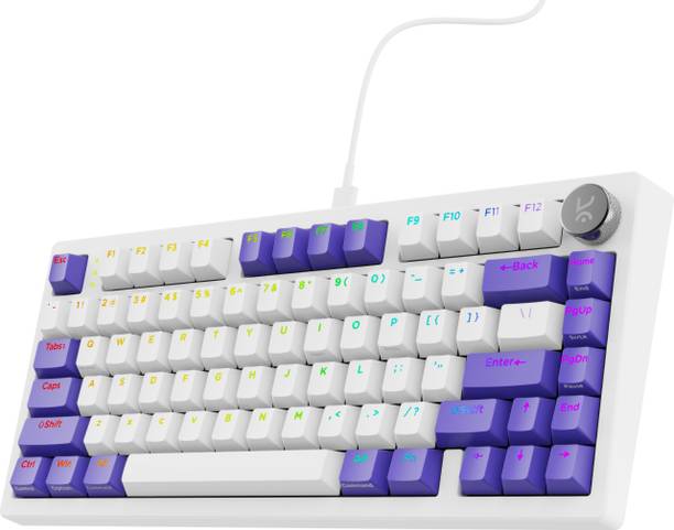 Kreo Hive RGB 75% Wired Mechanical Gaming Keyboard, Hot Swappable, Anti-ghosting Wired USB Tenkeyless Gaming Keyboard Compatible with Desktop, Laptop,