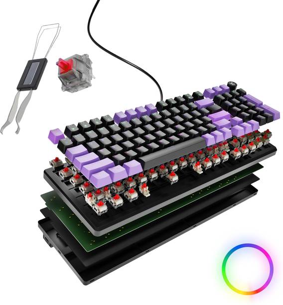 Kreo Hive Full Size Wired Gaming Mechanical Keyboard,Outemu Switches & RGB Backlight Wired USB Standard Gaming Keyboard Compatible with Desktop, Laptop, Mac , with gaming mode ,Wired Mechanical Gaming Keyboard