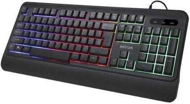 ASTRUM Rainbow Color Back-lit LED Wired Keyboard Wired USB Standard Desktop Keyboard Compatible with Desktop, Laptop, Mac