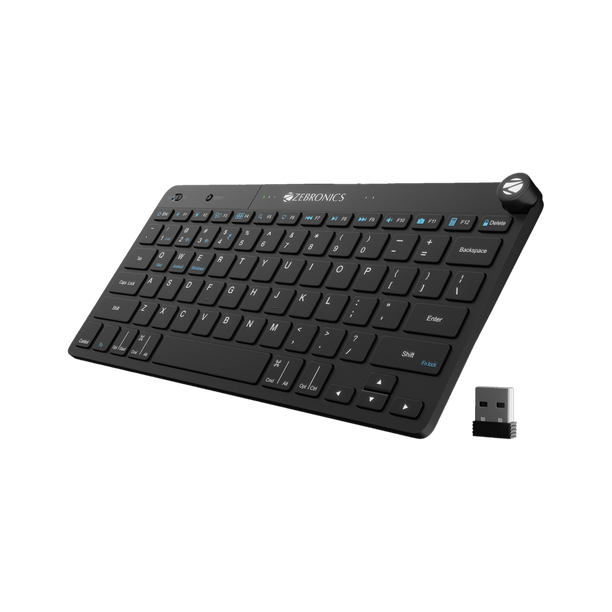 ZEBRONICS ZEB-NWK-2 Wireless Standard Desktop Keyboard Compatible with Desktop, Laptop, Mac Multidevice connectivity with 78 keys, Multimedia Controls & On/Off Switch