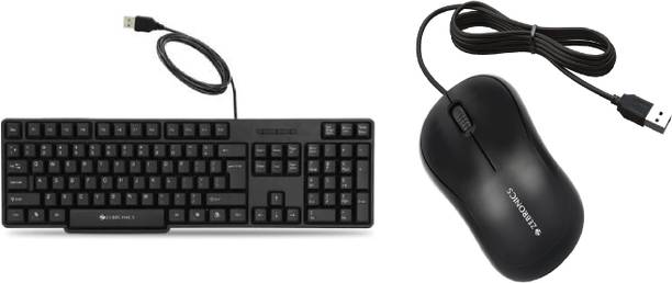 ZEBRONICS K20 keyboard, Comfort Mouse (Pack of 2) Wired USB Standard Desktop Keyboard Compatible with Desktop, Laptop, Mac Easy to Use,Plug and Play,Quick, Comfy Durable body