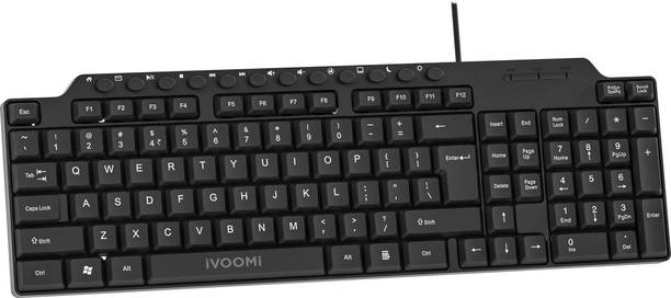iVoomi Ziggy Multimedia Wired USB Standard Desktop Keyboard Compatible with Desktop, Laptop, Mac