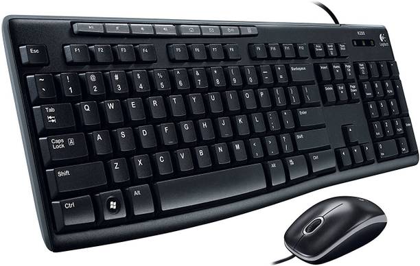 Logitech MK200 WIRED COMBO PS2 Standard Desktop Keyboard Compatible with Desktop, Tablet, Laptop
