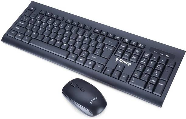 AMMP KB-031WL Keyboard Wireless Standard Desktop Keyboard Compatible with Desktop, Laptop, Mac Easy to Use,Plug and Play,Quick, Comfy Durable body