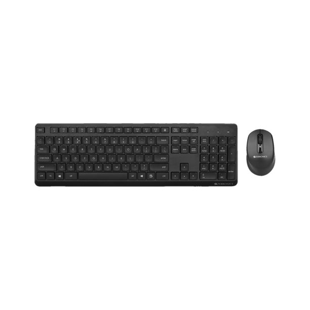 ZEBRONICS Zeb Companion 200 Wireless Combo with Silent Operation Mouse, Power Saving Mode Wireless Standard Desktop Keyboard Compatible with Desktop, Laptop, Mac 1600 DPI, Integrated Multimedia, ON/Off, 2.4GHz Nano Receiver & Plug Play Usage