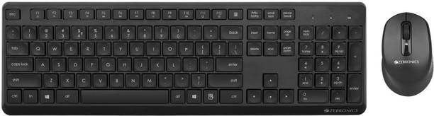 ZEBRONICS Zeb Companion 200 Wireless Combo with Silent Operation Mouse, Power Saving Mode Wireless Standard Desktop Keyboard Compatible with Desktop, Laptop, Mac 1600 DPI, Integrated Multimedia, ON/Off, 2.4GHz Nano Receiver & Plug Play Usage