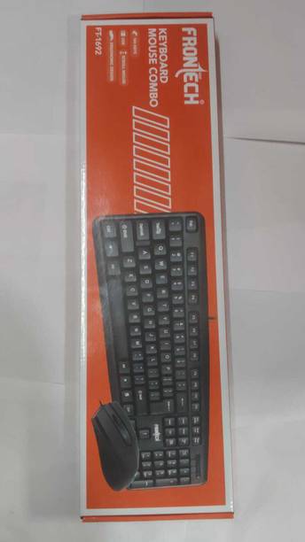 Frontech FT-1692 KEYBOARD MOUSE COMBO Wired USB Standard Desktop Keyboard Compatible with Desktop, iPad, Laptop, Mac, Tablet