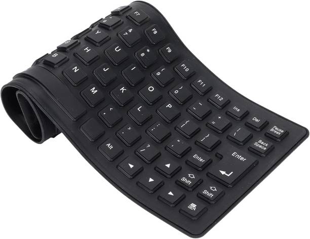 XIKKART Foldable Silicone Keyboard, USB Waterproof Travel Gaming Wired Keyboard Rollup Wired USB Standard Desktop Keyboard Compatible with Desktop, Laptop, Mac