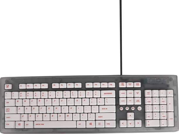 Arctic Fox Crystal Translucent Grey Wired USB Standard Desktop Keyboard Compatible with Desktop, Laptop, Mac stand support,multimedia_keys,Crystal Wired Keyboard