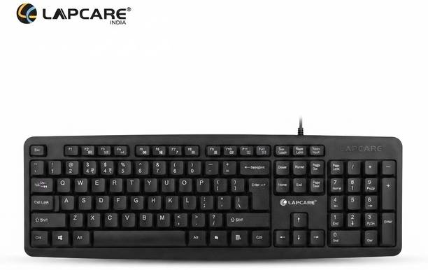 LAPCARE Black Wired USB Keyboard Compatible with Desktop Laptop Mac Computer PS2 Standard Desktop Keyboard Compatible with Desktop, Laptop, Tablet