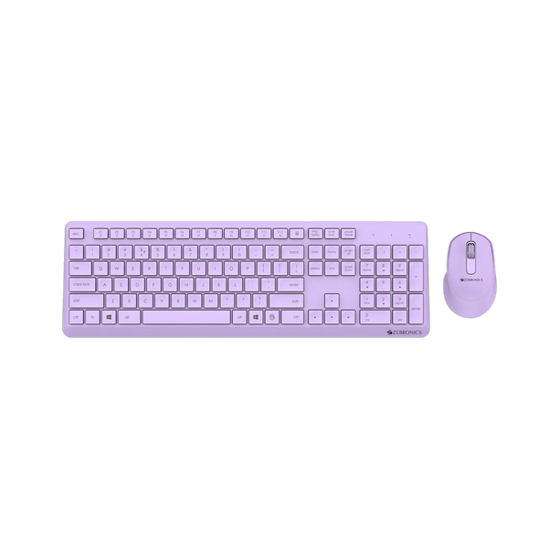 ZEBRONICS ZEB-COMPANION 200 Wireless Standard Desktop Keyboard Compatible with Desktop, Laptop, Mac Companion 200 Wireless Combo with Silent Operation Mouse, Power Saving Mode Wireless Desktop Keyboard (Purple)