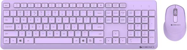 ZEBRONICS ZEB-COMPANION 200 Wireless Standard Desktop Keyboard Compatible with Desktop, Laptop, Mac Companion 200 Wireless Combo with Silent Operation Mouse, Power Saving Mode Wireless Desktop Keyboard (Purple)