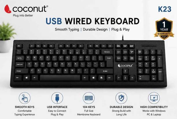 COCONUT K23 PS2 Standard Desktop Keyboard Compatible with Desktop, Laptop