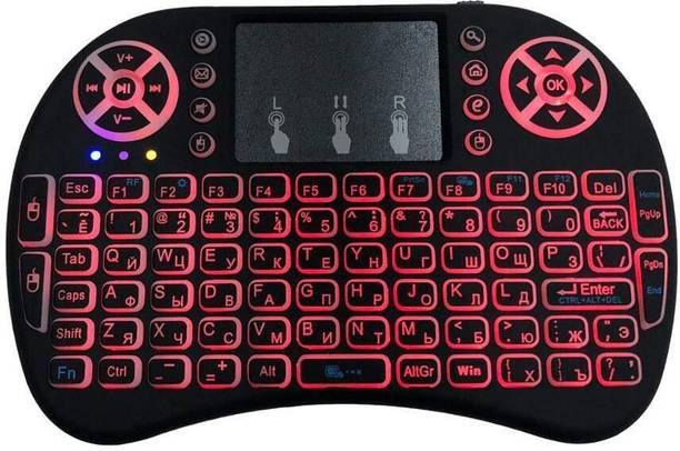 D MOM LOVE Mini Wireless Backlit Keyboard with Touchpad Air Mouse PS2 Standard Desktop Keyboard Compatible with Desktop, iPad, Laptop, Mac, Tablet